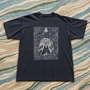 Style My Neighbor Totoro Anime Black Graphic Tee